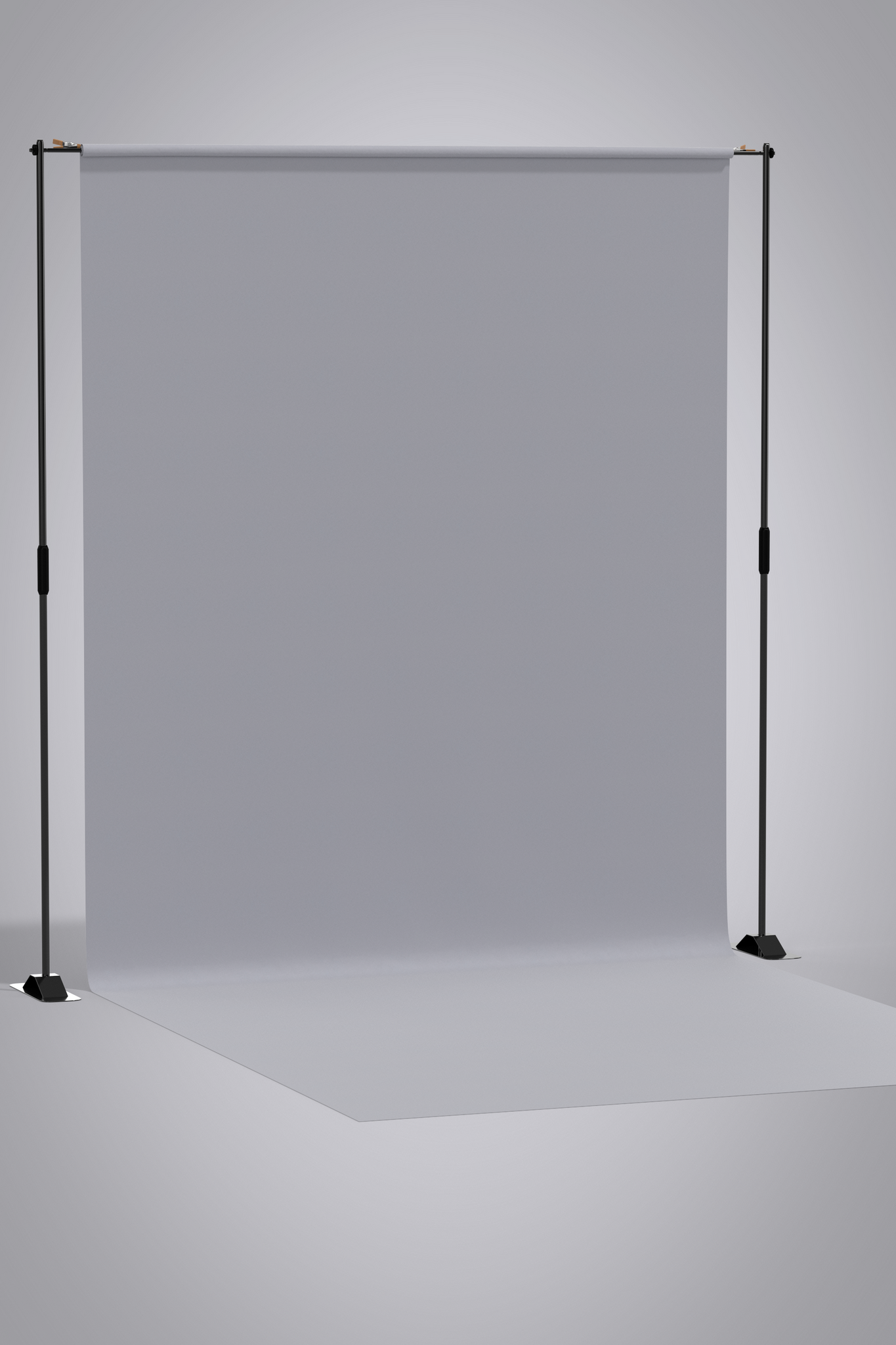 3D object photo studio seamless backdrop with black metal frame and white paper